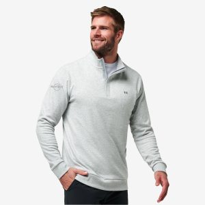 Travis Mathew x Hard Rock Cloud Quarter Zip Pullover Fleece in Light Grey