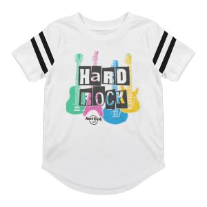 Rock Kids Ringer Tee in White with Cut Out Letters Design