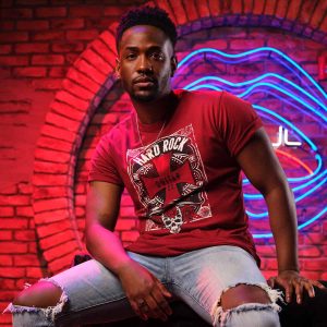 Guitar Company Adult Fit Tee in Red Cross Skull Roses