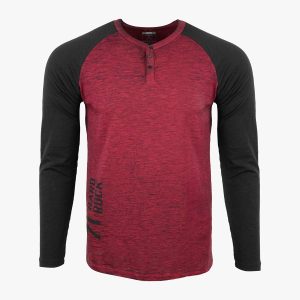 Guitar Company Adult Fit Slub Burnout Raglan in Red Black