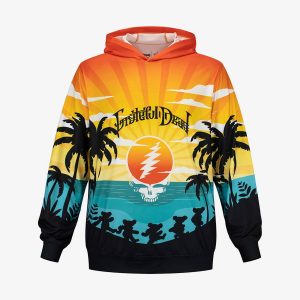 Grateful Dead Rising Sun UPF50 Hoodie in Tie-Dye Orange