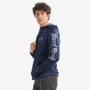 Adult Fit Hard Rock BET Performance Zip Hoodie in Navy Blue